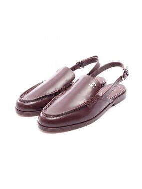 Chanel Sandals CC Logo Slingback Loafers Leather